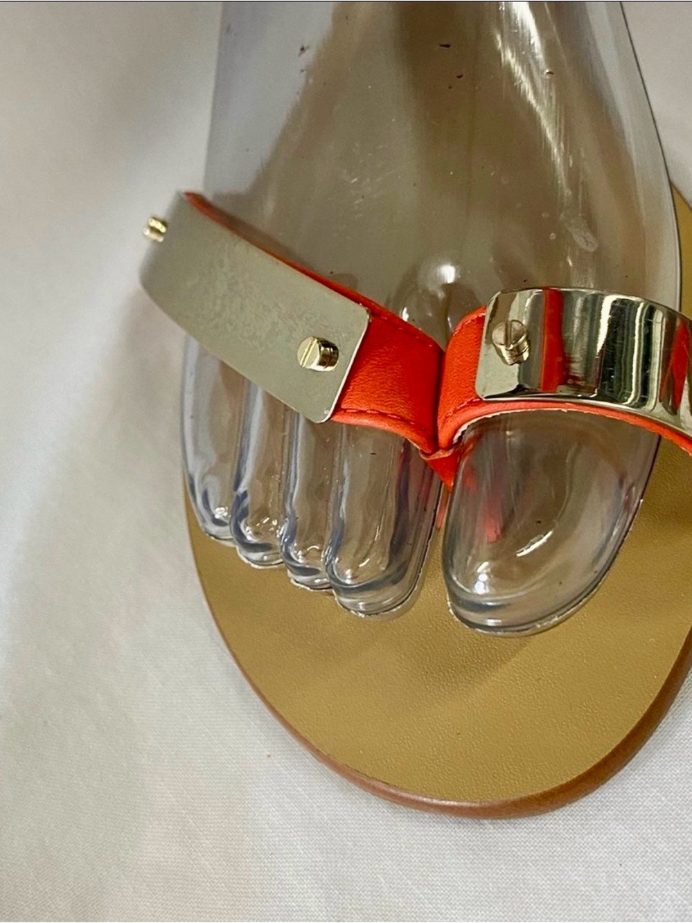 Vince Camuto Orange Sandals with Gold Metal Accents 9.5 - Picture 2 of 9